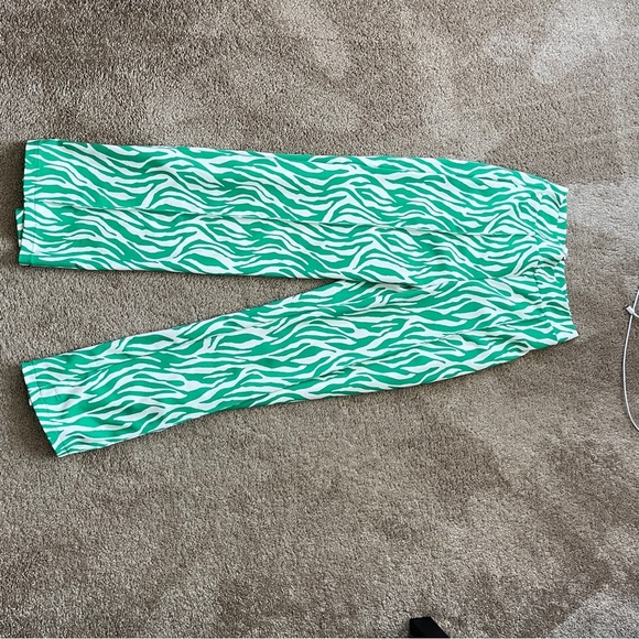 Fashion Nova Kelly Green and White Zebra Print Straight Leg Pants - Picture 5 of 7